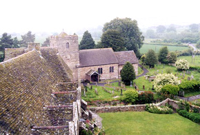 Stokesay castle - View of Church from tower